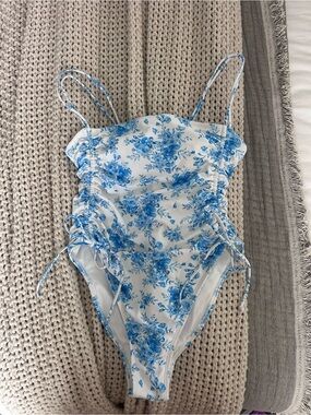 wild fable White One-Piece with Blue Floral Accents